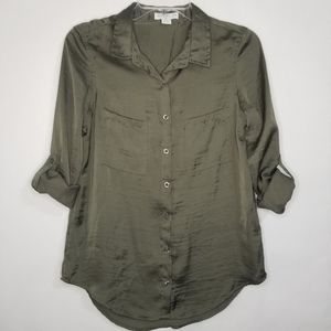 COTTON ON Hunter Green Button Down Blouse
